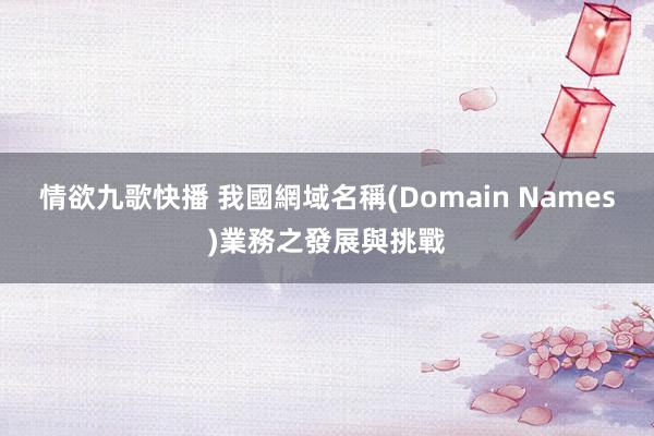 情欲九歌快播 我國網域名稱(Domain Names)業務之發展與挑戰