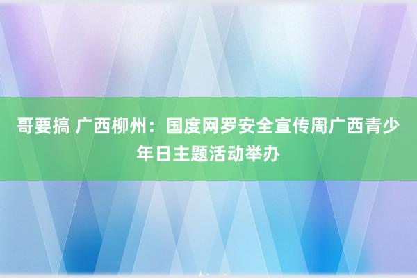 哥要搞 广西柳州：国度网罗安全宣传周广西青少年日主题活动举办